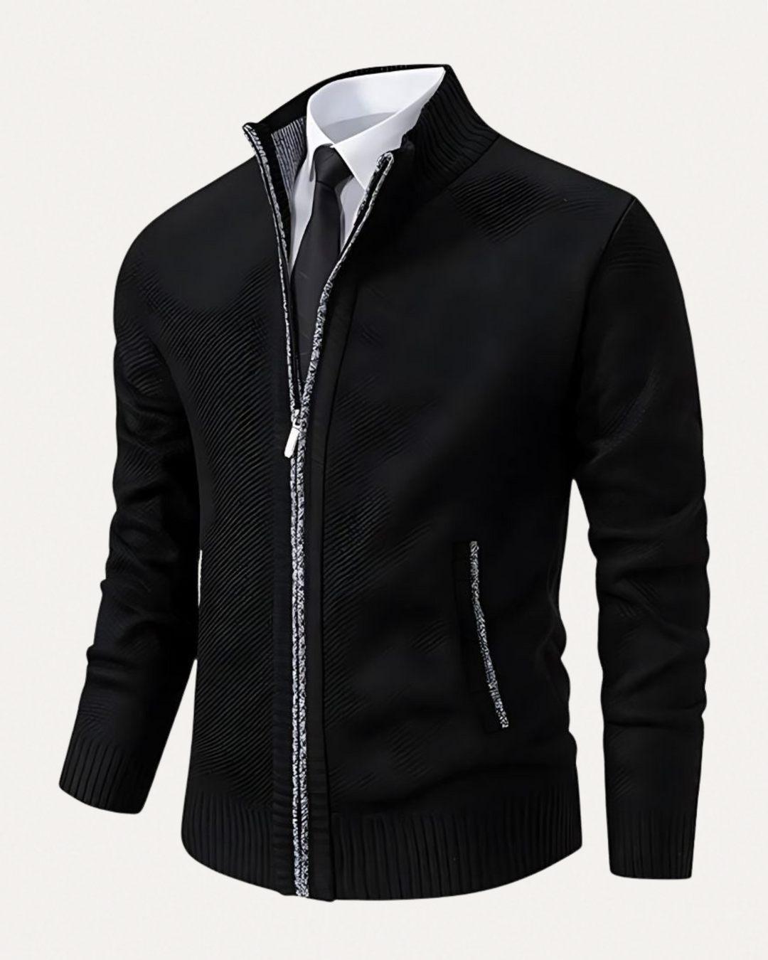 Men’s Black Half-Zip Sweater – Stylish Knit Pullover for Warmth and Everyday Versatility