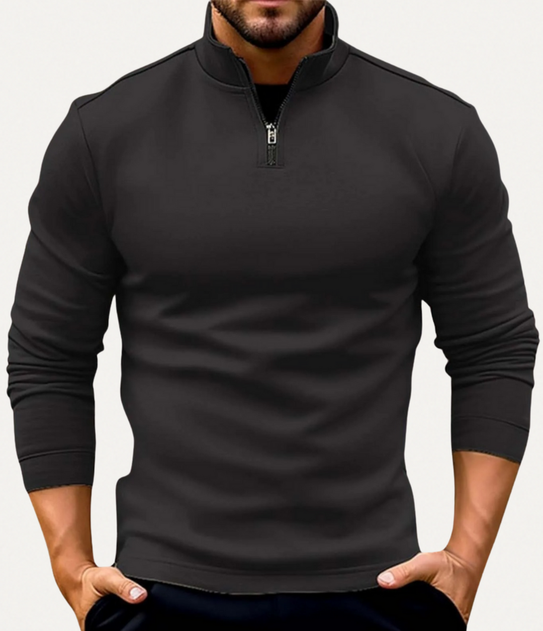 Men’s Half-Zip Sweater – Lightweight Knit with Modern Low Collar for All-Day Comfort and Style