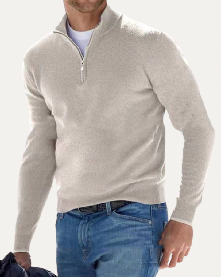 Men’s Half-Zip Sweater – Cozy Knit Pullover for Fall and Winter, Versatile and Timeless Style
