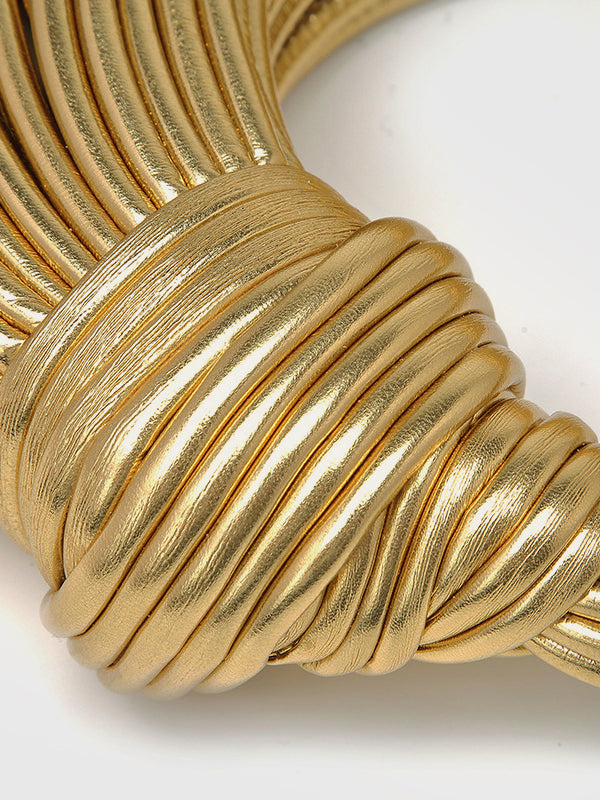 Golden Twisted Hoop Handbag – Chic Gold Polyurethane Bag for Everyday Use, Compact Design, Lightweight and Versatile 2