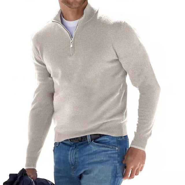 Half Zip Up Men's Sweater - Soft, Cozy Knitwear for Fall/Winter, Versatile Style and Timeless Fit 0