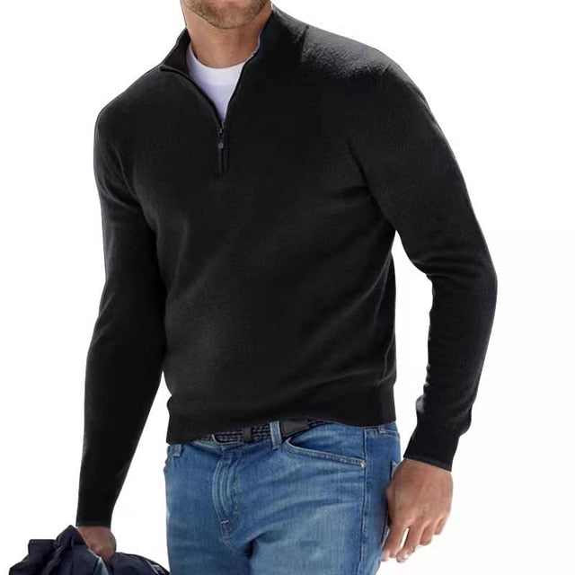 Half Zip Up Men's Sweater - Soft, Cozy Knitwear for Fall/Winter, Versatile Style and Timeless Fit 2