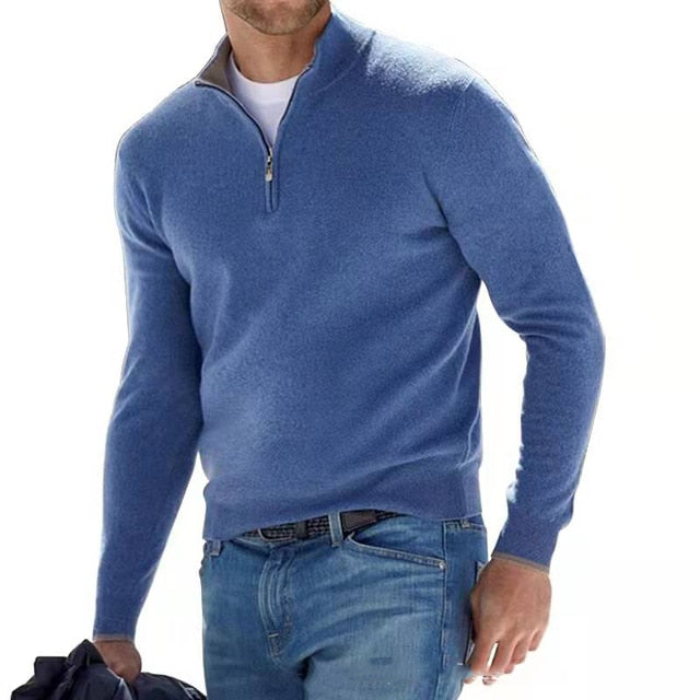 Half Zip Up Men's Sweater - Soft, Cozy Knitwear for Fall/Winter, Versatile Style and Timeless Fit 3
