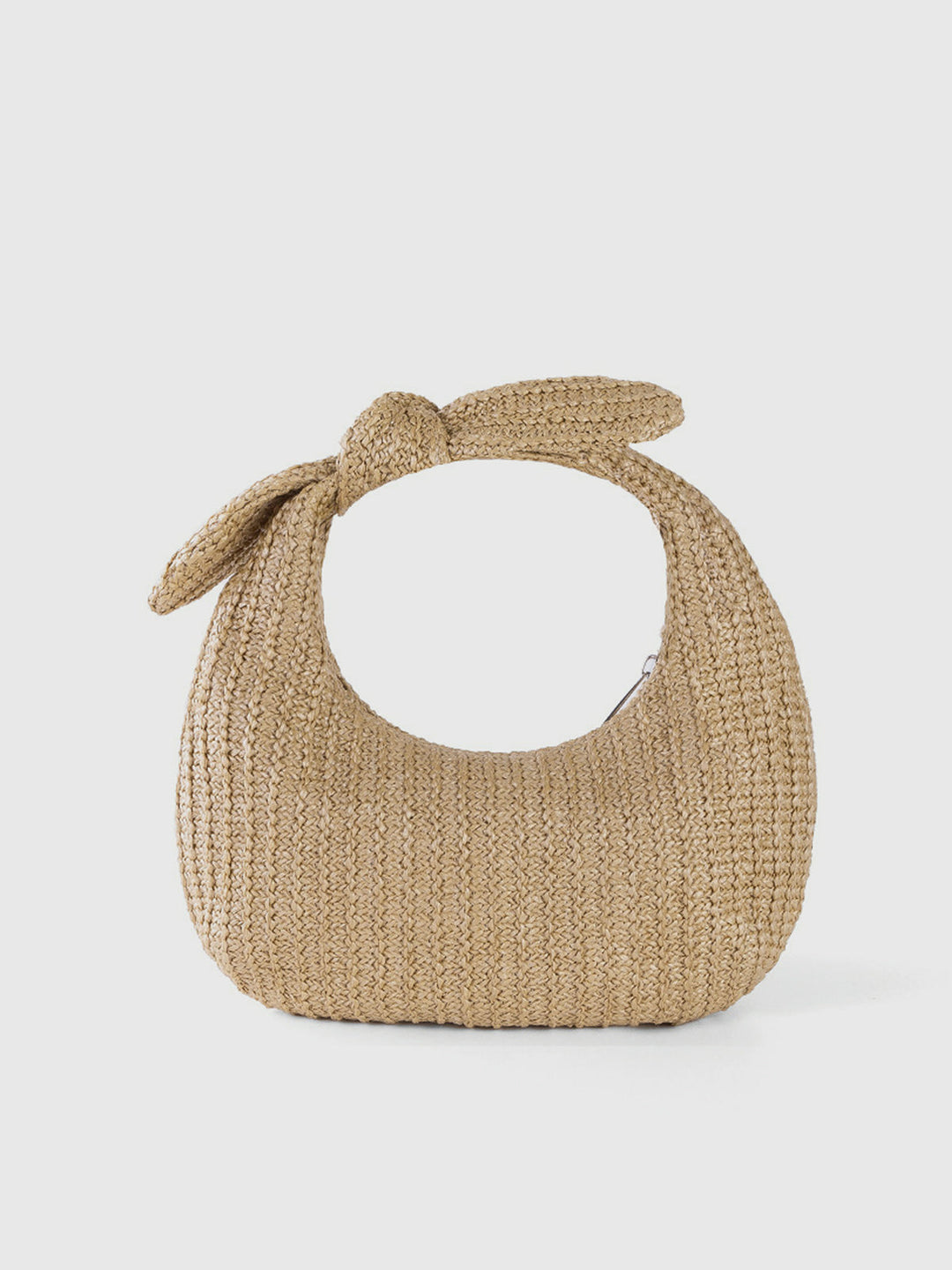 Knot Detail Straw Tote Bag – Stylish and Versatile Beach Handbag for Everyday Use, Compact Size 24CM x 19CM 0