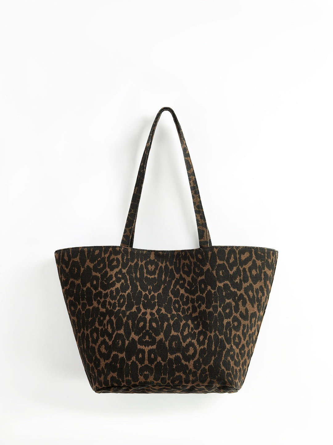 Leopard Print Shoulder Bag – Spacious Cotton Linen Tote with Adjustable Straps 1