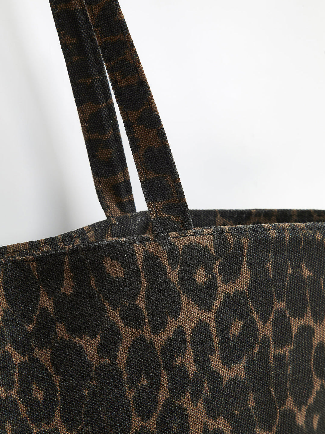 Leopard Print Shoulder Bag – Spacious Cotton Linen Tote with Adjustable Straps 2