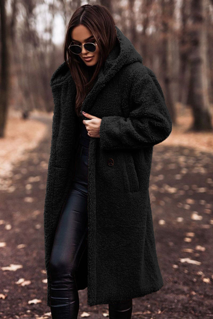 Long Hooded Teddy Coat for Women – Soft, Cozy Winter Coat with Relaxed Fit and Practical Hood 1