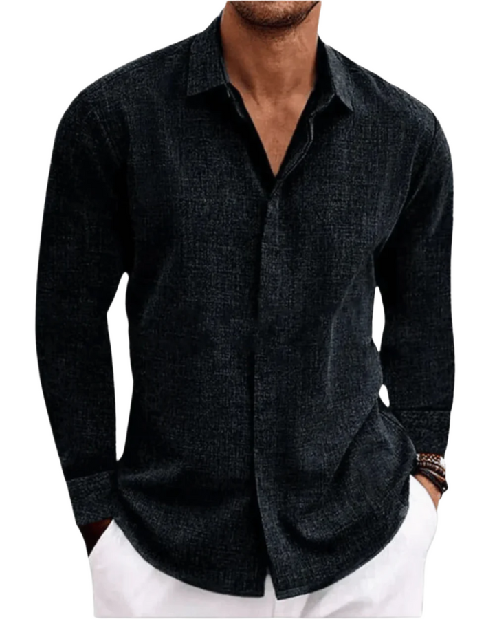 Men's Linen Blend Shirt, Modern Tailored Fit, Classic Button-Up Casual Shirt for Everyday Wear 2