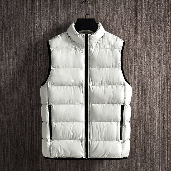 Men's Quilted Down Vest – Lightweight Insulated Puffer Vest with Zip Pockets for Outdoor Activities and Casual Wear 0