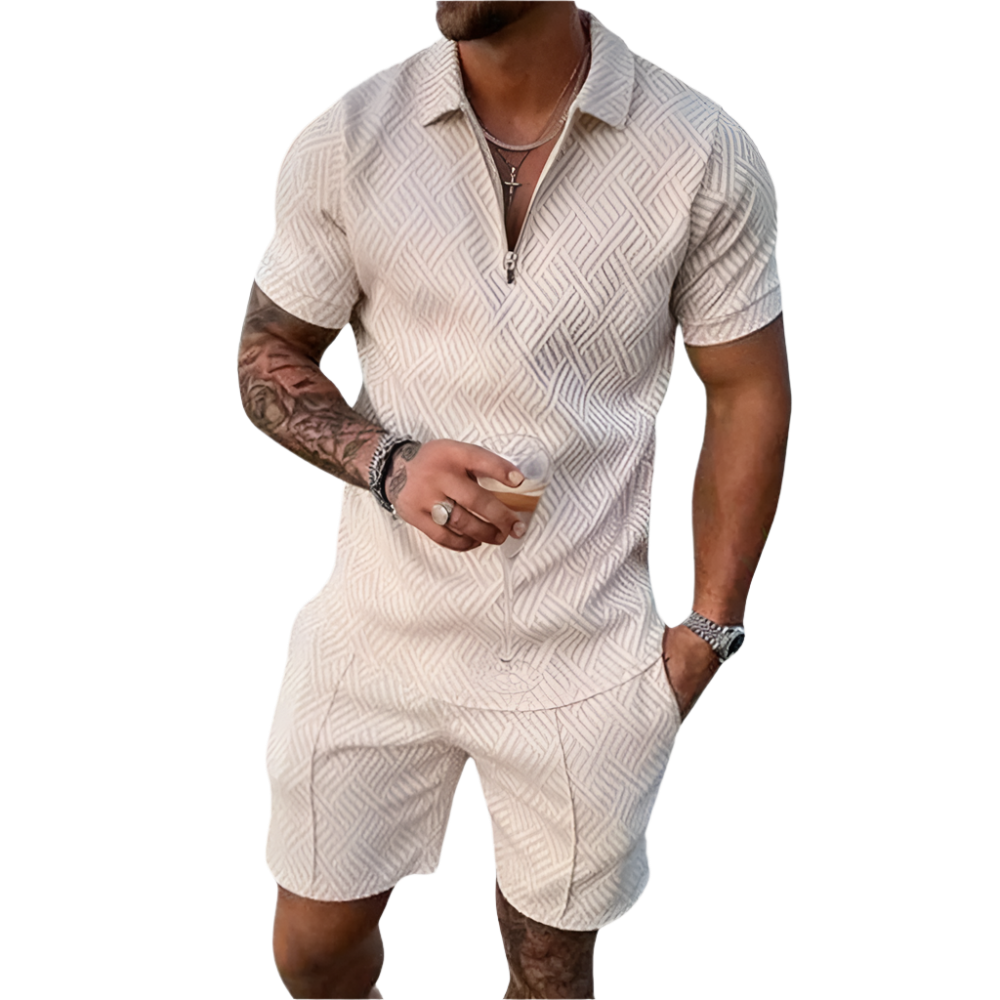 Men's Summer Set Black Size M Polyester Polo Shirt and Shorts 2