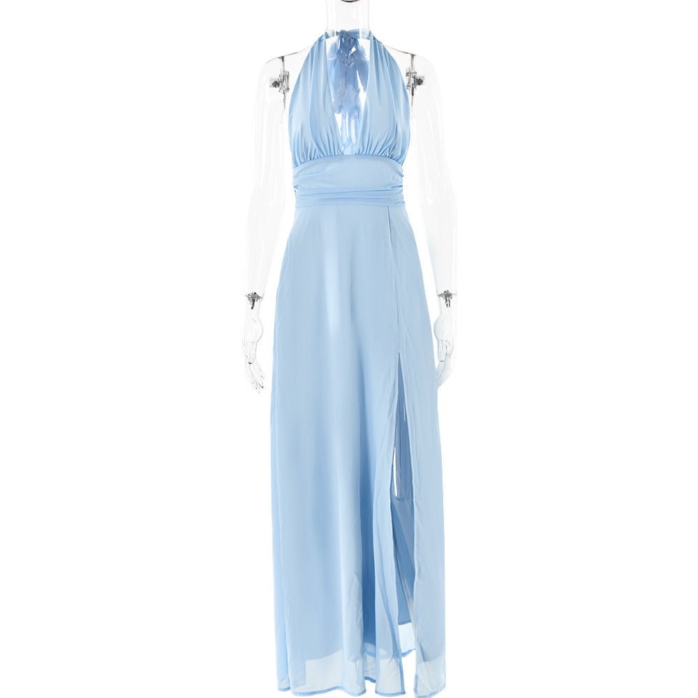 Maxi-Kleid mit Schlitz und Neckholder