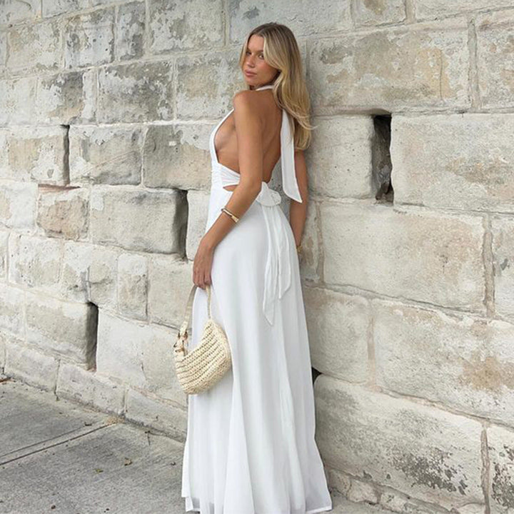 Maxi-Kleid mit Schlitz und Neckholder