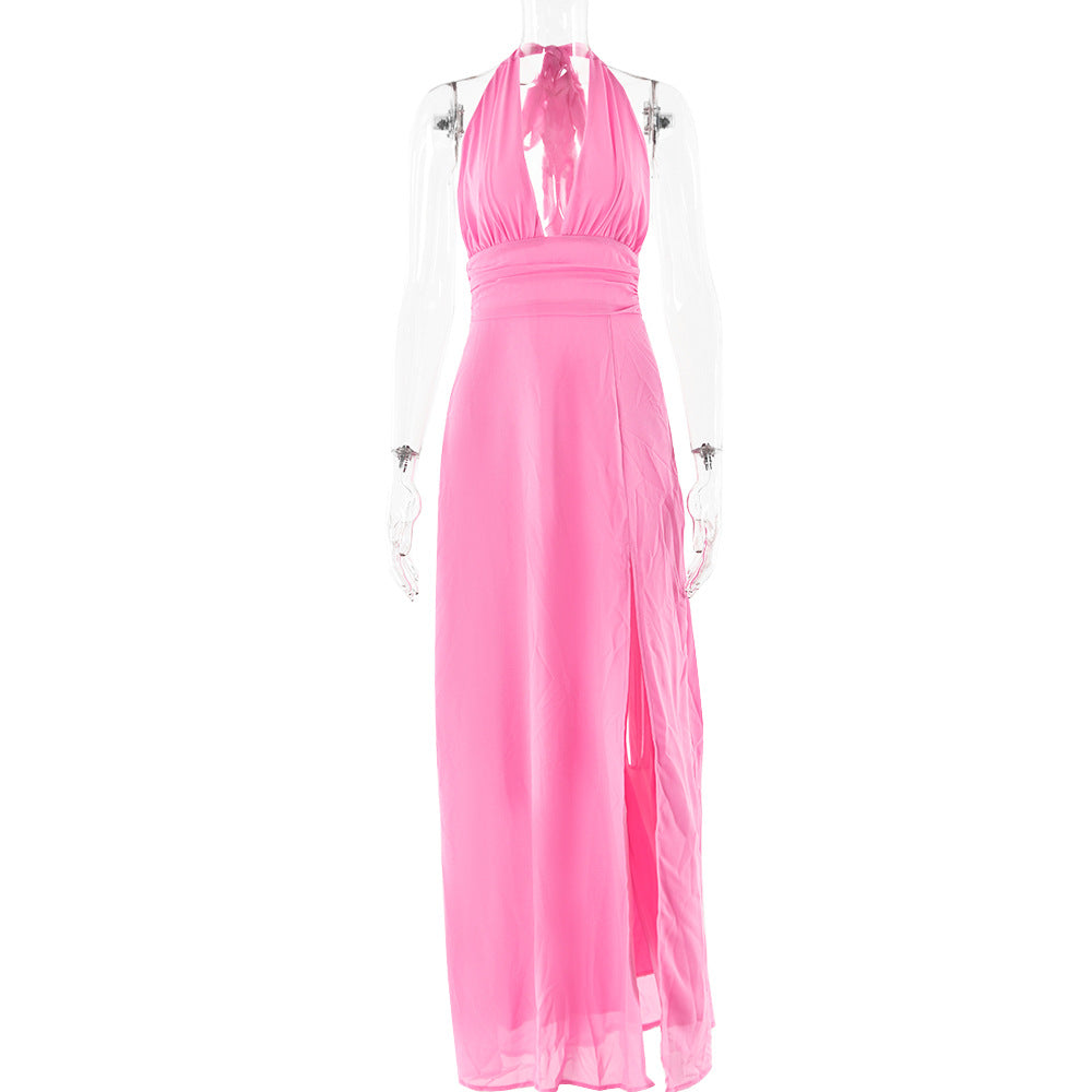 Maxi-Kleid mit Schlitz und Neckholder