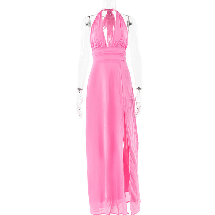 Maxi-Kleid mit Schlitz und Neckholder
