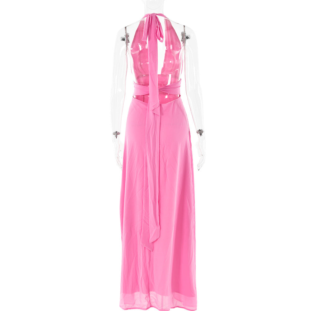 Maxi-Kleid mit Schlitz und Neckholder