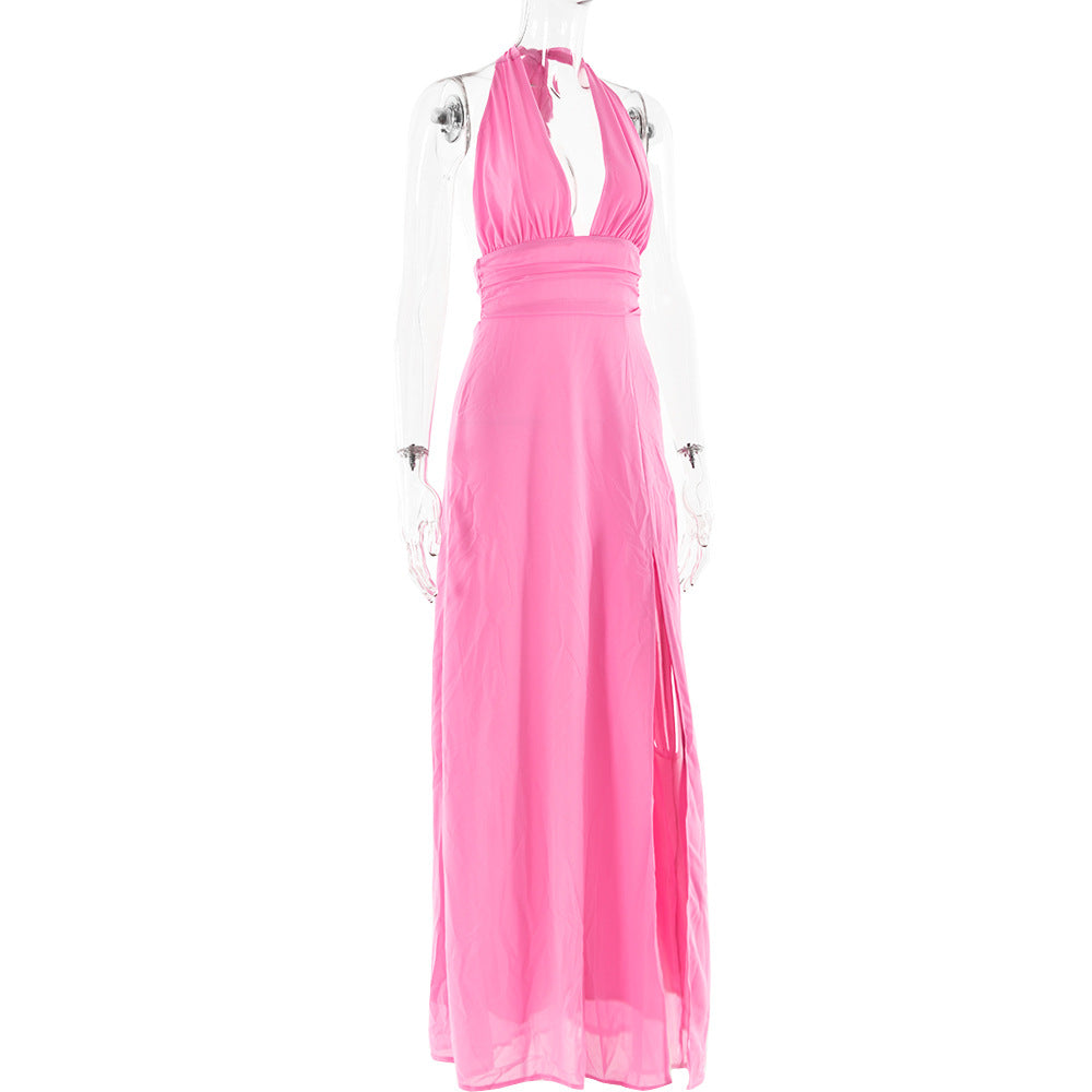 Maxi-Kleid mit Schlitz und Neckholder