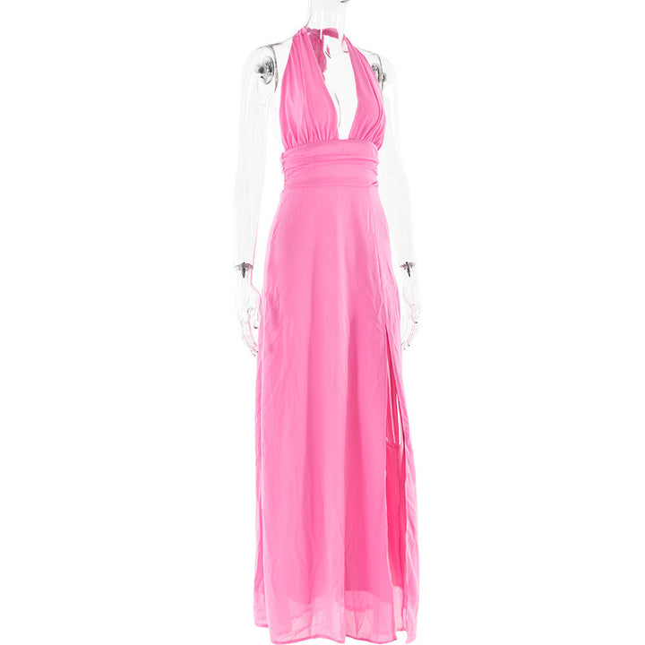 Maxi-Kleid mit Schlitz und Neckholder