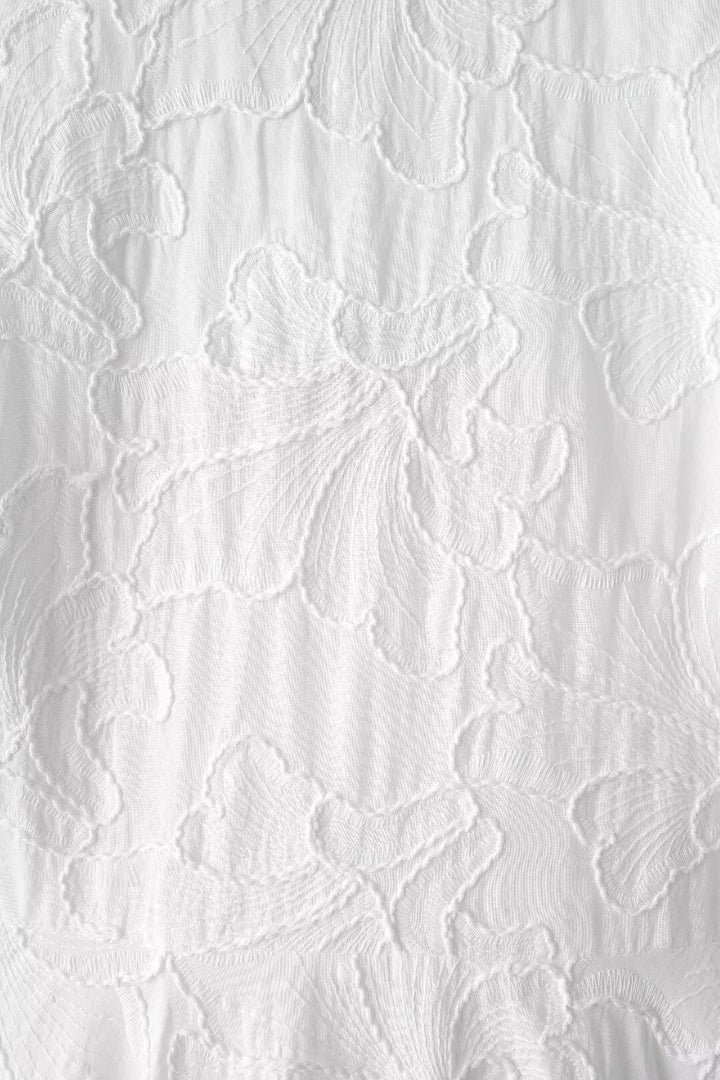 Weißes Broderie Puffärmel-Kleid