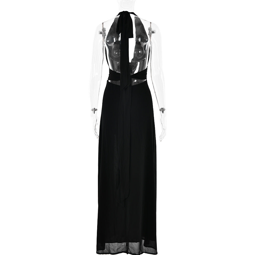 Maxi-Kleid mit Schlitz und Neckholder