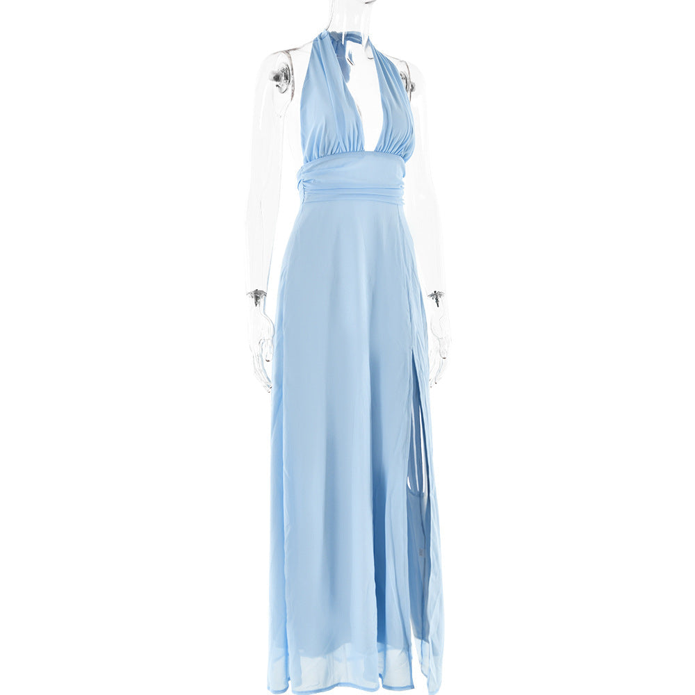 Maxi-Kleid mit Schlitz und Neckholder