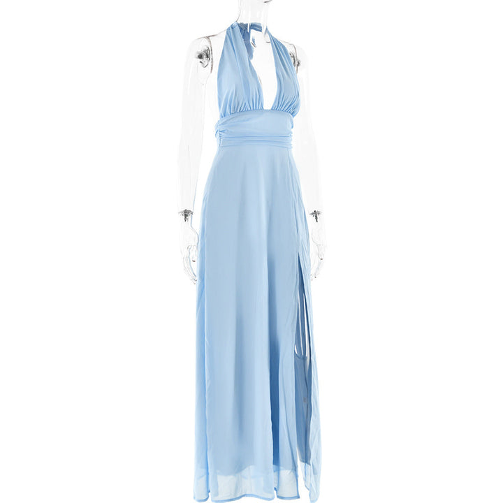 Maxi-Kleid mit Schlitz und Neckholder