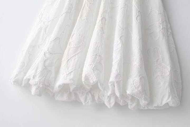 Weißes Broderie Puffärmel-Kleid