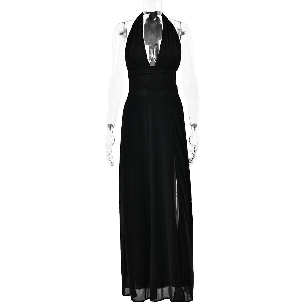 Maxi-Kleid mit Schlitz und Neckholder