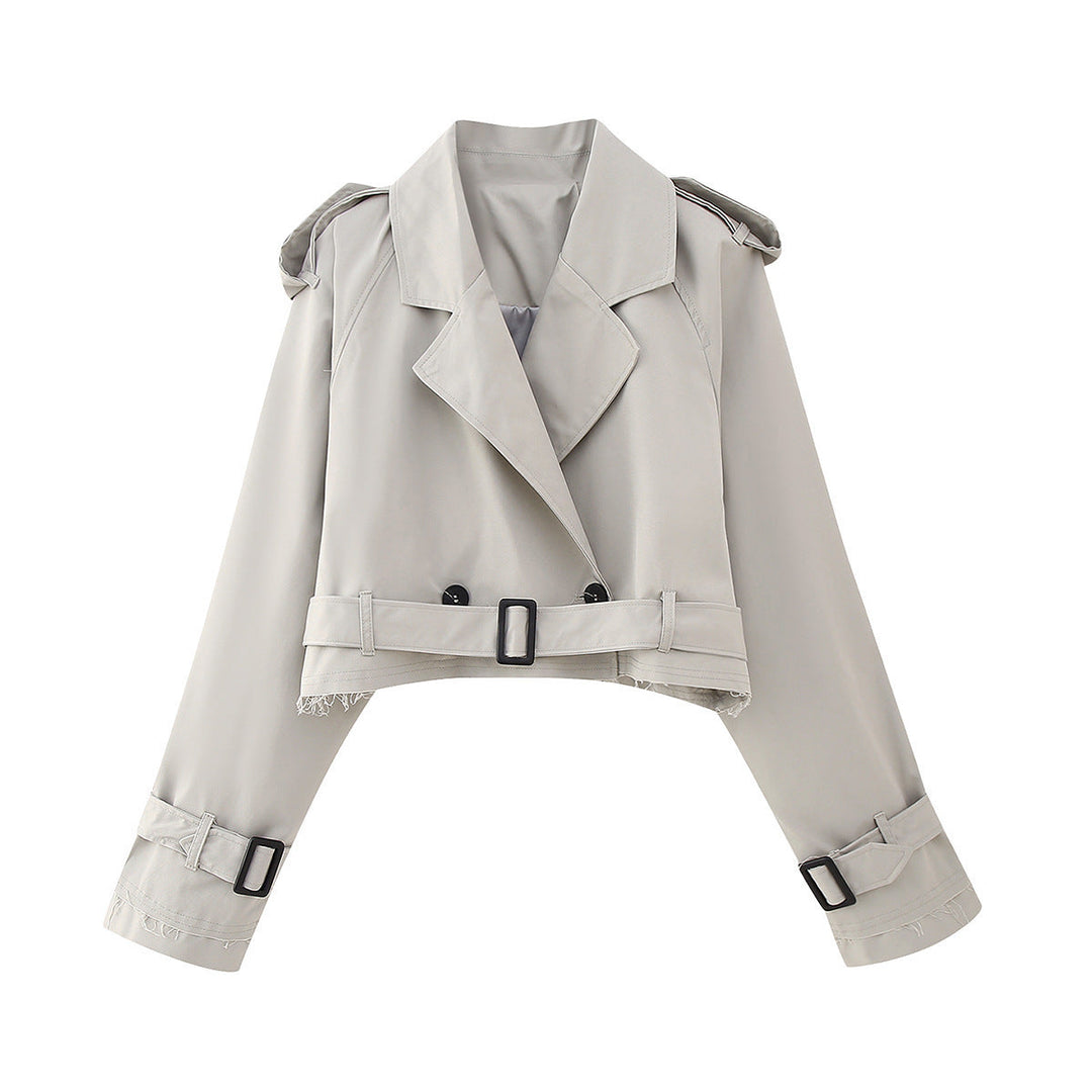 Cropped Trenchjacke mit Gürtel