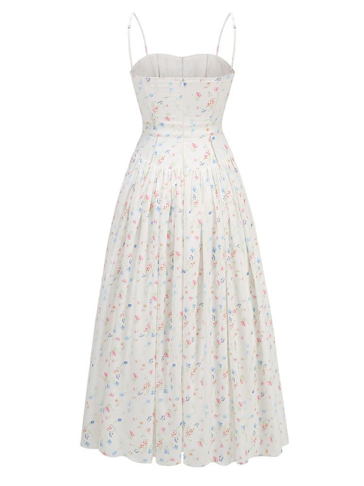 Florales Trägerkleid mit Taillennaht