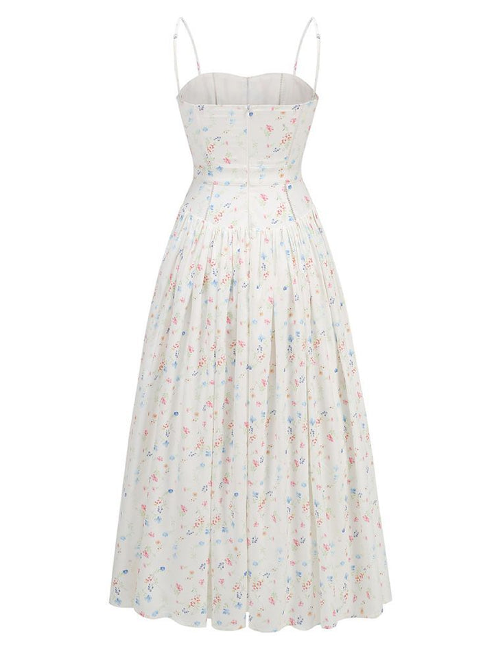 Florales Trägerkleid mit Taillennaht