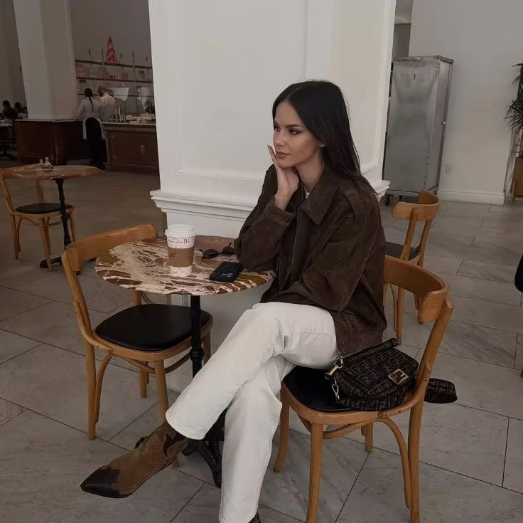 Wildlederjacke mit Taschen