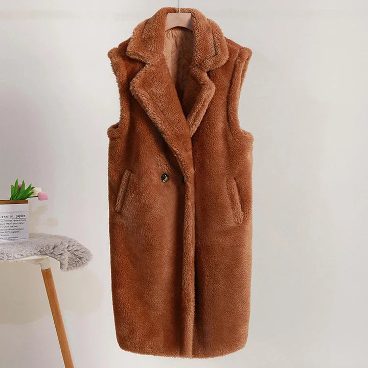 Sleeveless Women's Teddy Coat – Cozy Winter Outerwear for Stylish Layering in Soft Fabric 0