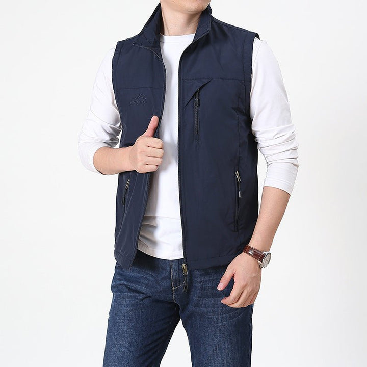 Stylish Men's Short Vest with Stand Collar – Lightweight, Versatile for Transitional Weather, Available in Multiple Sizes and Colors 3