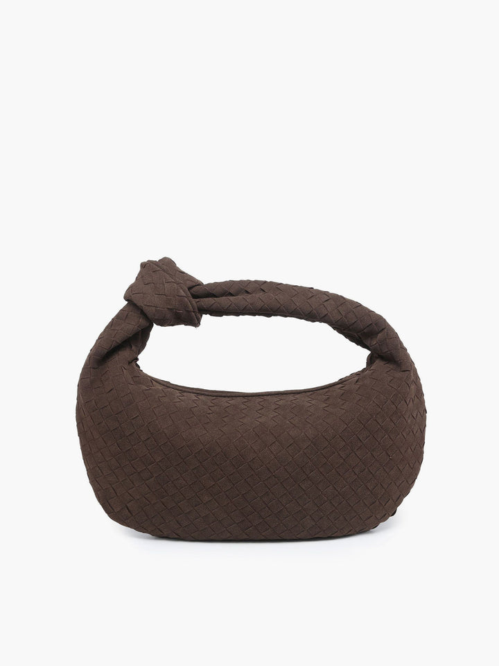 Stylish Rounded Woven Suede Handbag – Versatile Everyday Bag with Spacious Interior and Unique Design 1