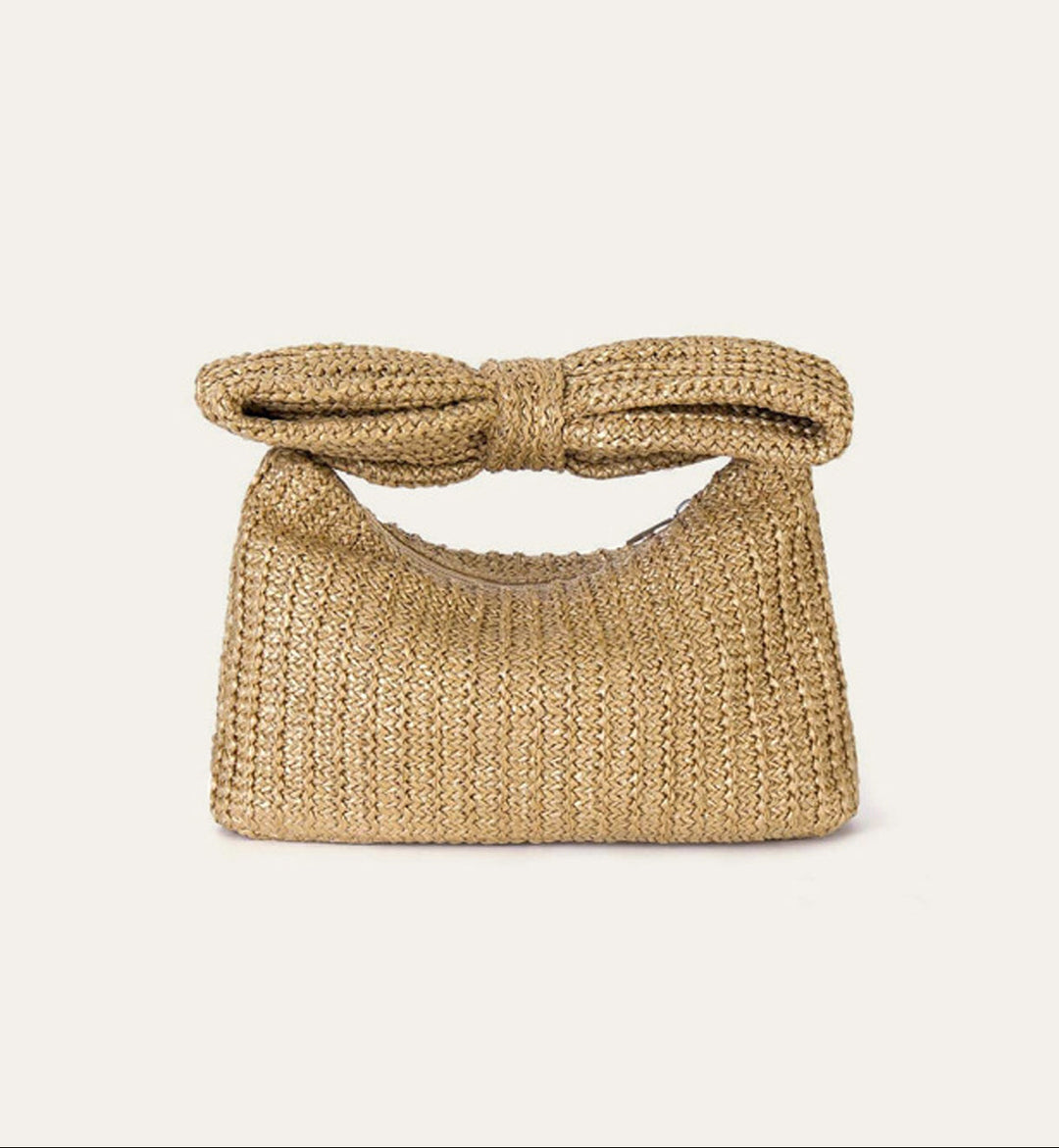 Stylish Straw Handbag with Bowknot Detail – Compact Design for Everyday Use, 24CM Length, Lightweight and Durable 2