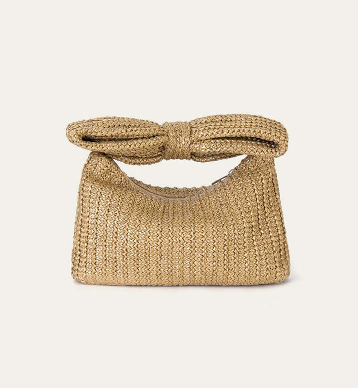 Stylish Straw Handbag with Bowknot Detail – Compact Design for Everyday Use, 24CM Length, Lightweight and Durable 2