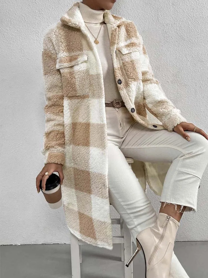 Stylish Women's Checkered Teddy Coat – Warm Winter Coat for Cozy Comfort in Multiple Sizes and Colors 3
