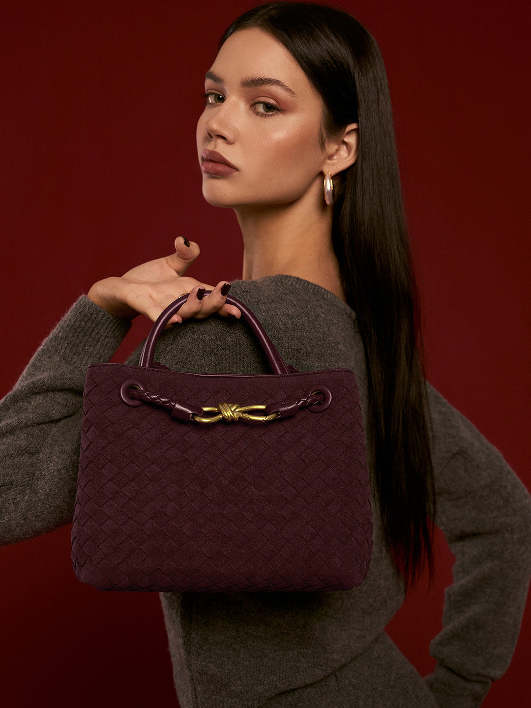 Suede Woven Tote Bag – Spacious 11.4-Inch Handbag for Everyday Style and Versatile Use 3