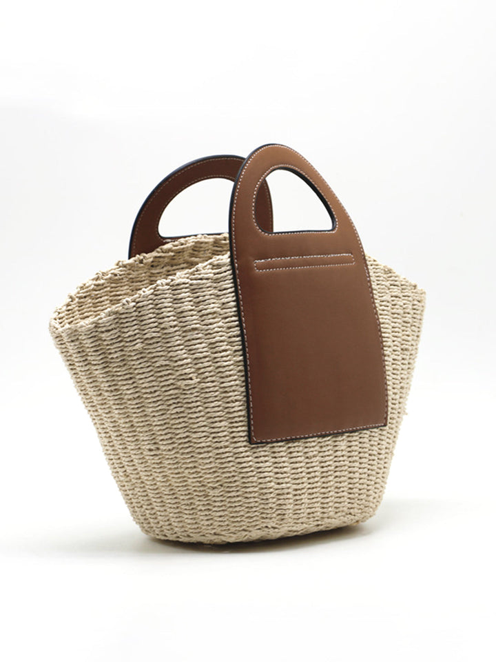 Two Tone Straw Tote Bag – Stylish and Spacious Beach Bag for Everyday Use, 16.5 x 5.9 x 13.4 Inches 1