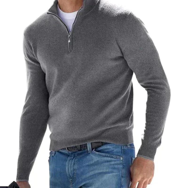 Unisex Half Zip Sweater for Men – Soft Warm Winter Layering Piece with Long Sleeves and Zip Closure 0