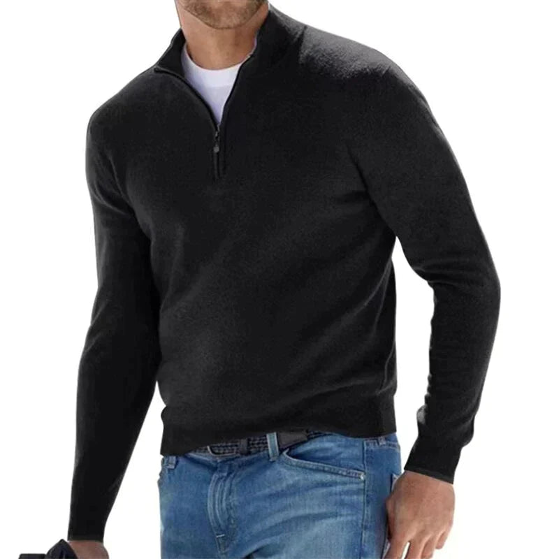 Unisex Half Zip Sweater for Men – Soft Warm Winter Layering Piece with Long Sleeves and Zip Closure 1