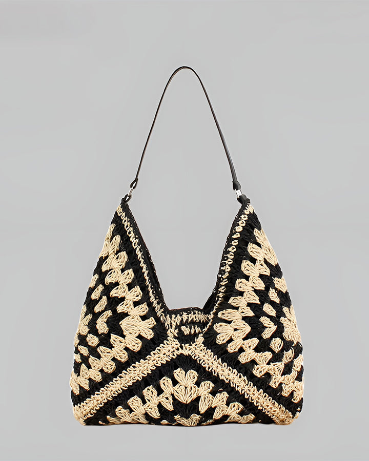 Vintage Crochet Macrame Shoulder Bag – Stylish Straw Design with Adjustable Strap, Spacious Interior, Casual Use 3