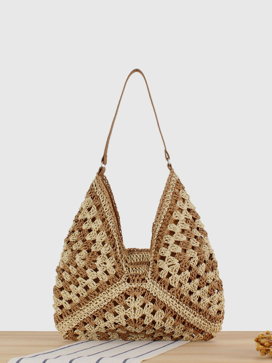 Vintage Crochet Macrame Shoulder Bag – Stylish Straw Design with Adjustable Strap, Spacious Interior, Casual Use 4