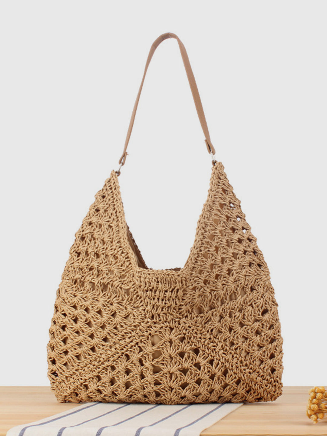 Vintage Crochet Macrame Shoulder Bag – Stylish Straw Design with Adjustable Strap, Spacious Interior, Casual Use 5