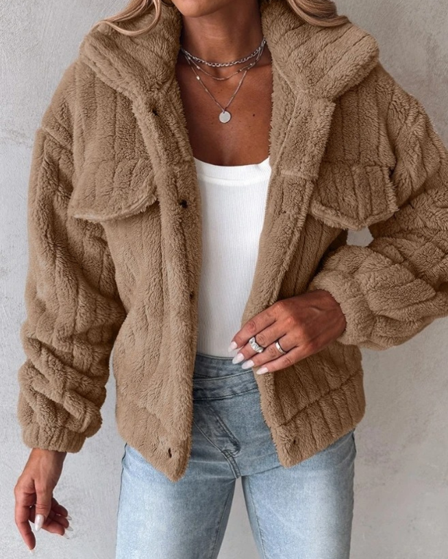 Women's Cozy Teddy Coat – Stylish and Warm for Spring and Autumn, Relaxed Fit, Soft High-Quality Material, Various Colors Available 3