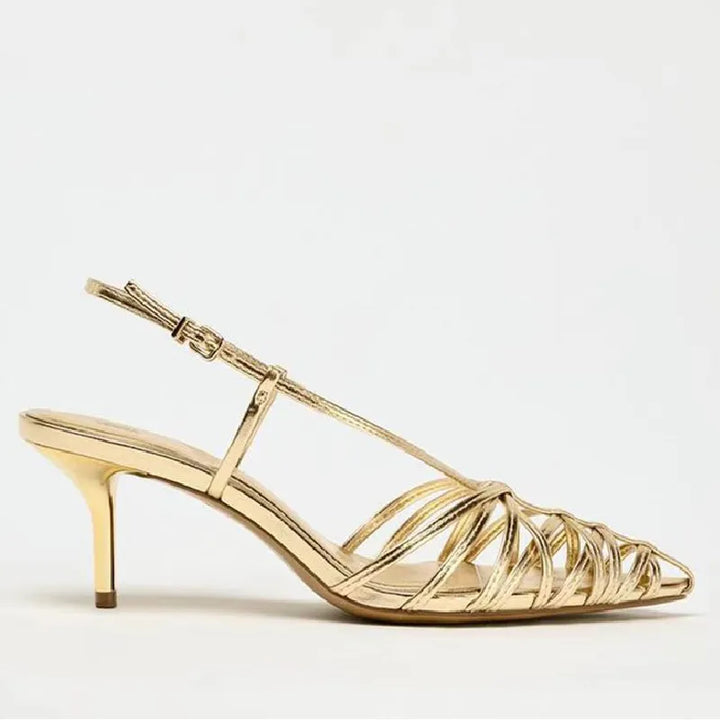 Women's High Heel Sandals Gold Size 7 Synthetic Pointed Toe 2