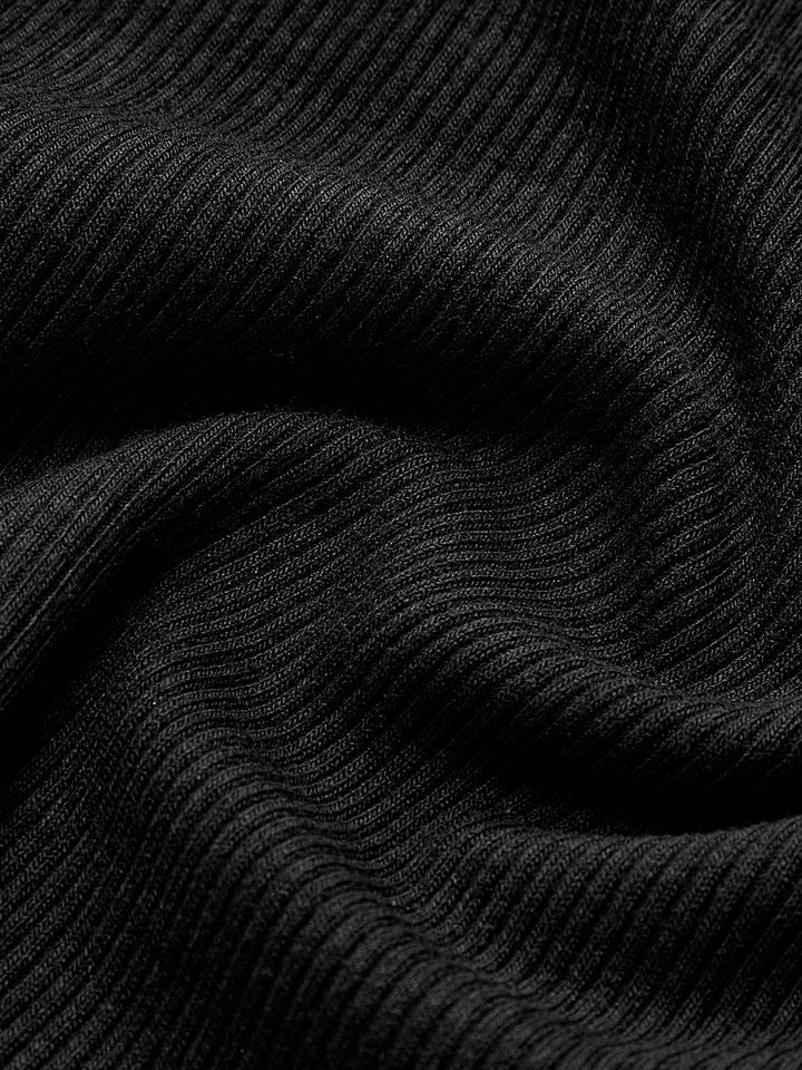 Women's Long Sleeve Top Black Size M Ribbed Cotton Blend 6