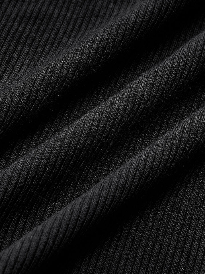 Women's Long Sleeve Top Black Size M Ribbed Cotton Blend 7