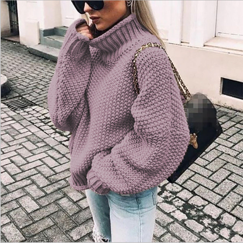 Women's Oversized Chunky Knit Turtleneck Sweater for Warmth and Comfort - Cozy Acrylic Blend Jumper 6