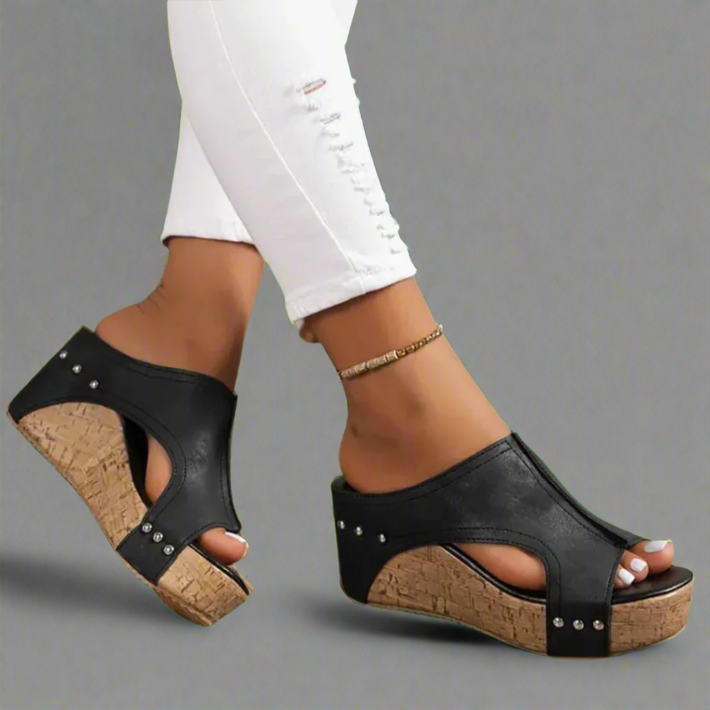 Women's Sandals Black Size 8 Leather 0